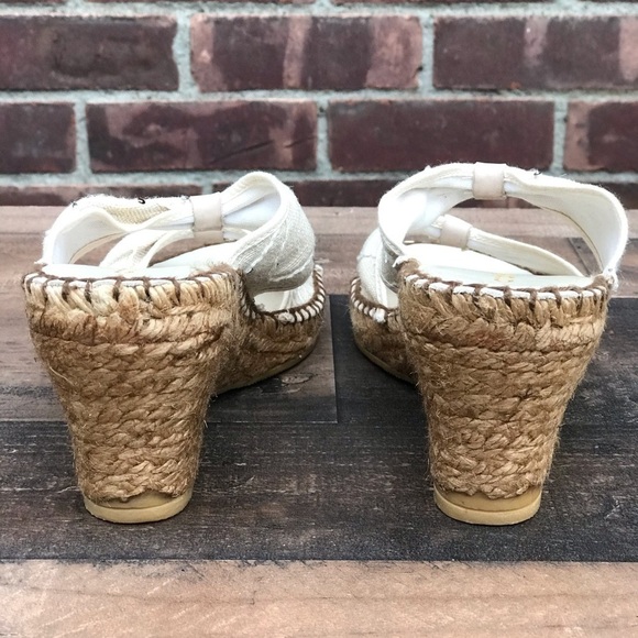 ANDRE ASSOUS Jute Espadrilles canvas wedge Beige Size 10 - Picture 3 of 16